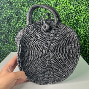 Black Straw Shoulder Bag Womens O/S